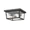 Z-Lite Beacon 3 Light Outdoor Flush Ceiling Mount Fixture, Black & Clear Beveled 568F-BK - alternate 1